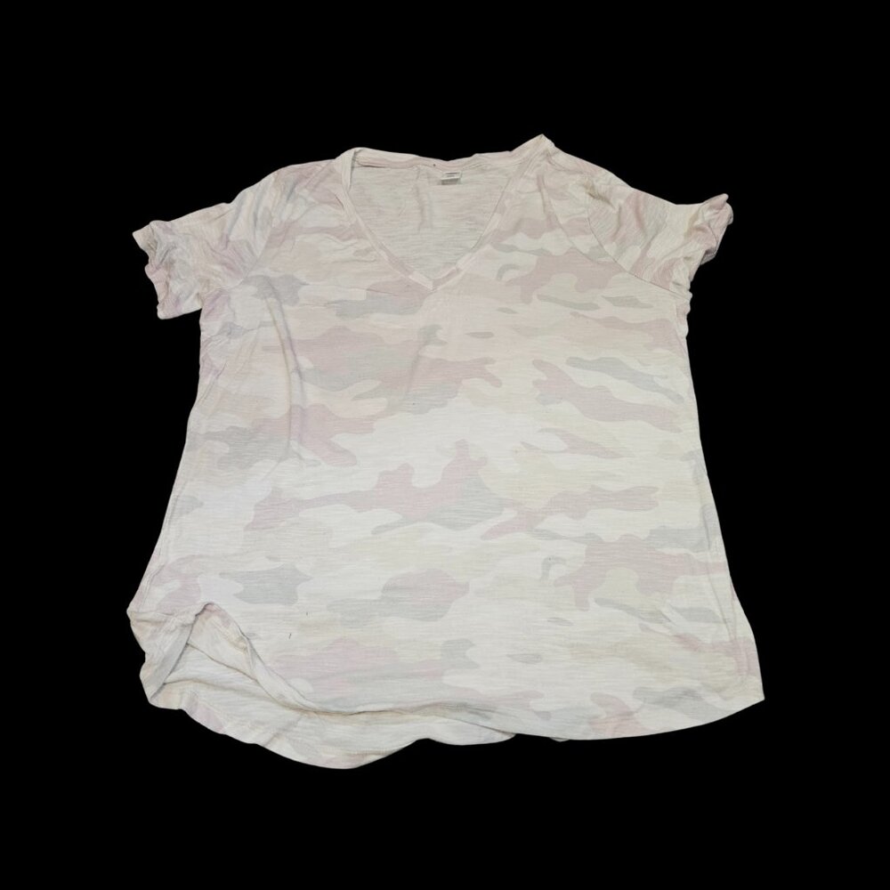 Old Navy Pink & Gray Camo V-Neck Tee – Size Medium – Soft Casual Top